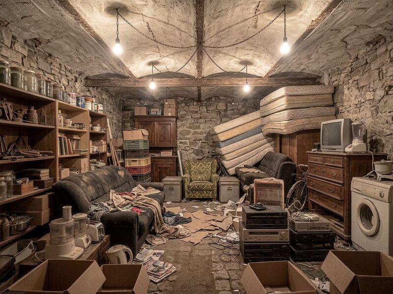 Altes Backhaus mit gemauertem Ofen in einem Hof in Lockenhaus