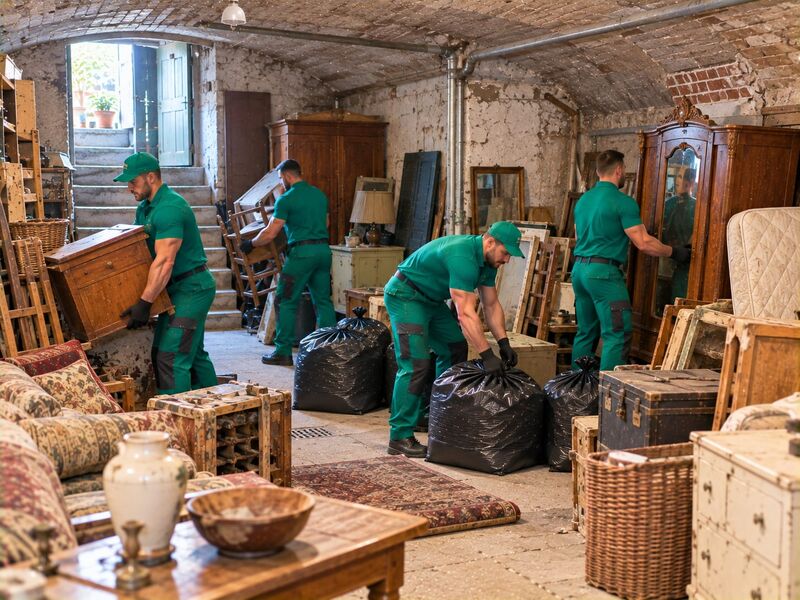 Schmaler Kellerabgang mit altem Hausrat in einem Altstadthaus in Krems