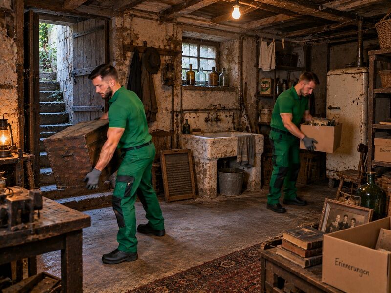 Waschküche mit alten Waschmaschinen im Keller eines Hauses in Neulengbach